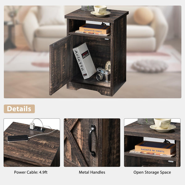 3-Piece Farmhouse Table Set with Charging Station & USB Ports