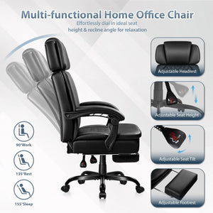 Ergonomic High-Back Executive Office Chair with Footrest — 400 lbs Capacity