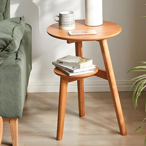 2-Tier Round End Table with Storage Shelf