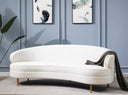 Cream Velvet Gold Curved Sofa – 4-Seat Contemporary Living Room Couch