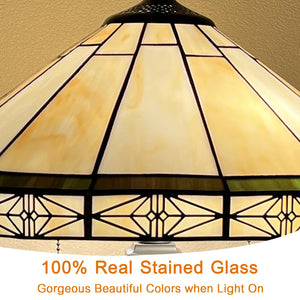 Tiffany Stained Glass Table Lamp – 16" Wide, 2-Light, Cream Dragonfly
