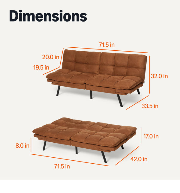 Convertible Loveseat Sofa Bed with Memory Foam