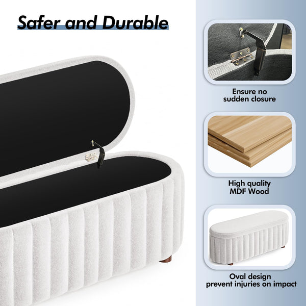 Storage Ottoman Bench with Safety Hinge, 46"