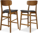 Counter Height Bar Stools Set of 2 with Cushioned Seat & Curved Backrest