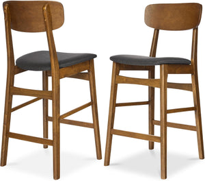 Counter Height Bar Stools Set of 2 with Cushioned Seat & Curved Backrest