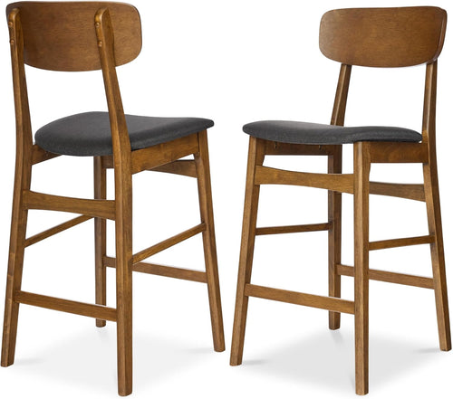 Counter Height Bar Stools Set of 2 with Cushioned Seat & Curved Backrest