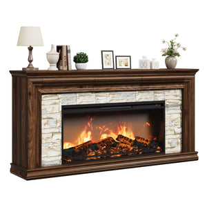 70" Electric Fireplace TV Stand with Mantel & Concealed Storage