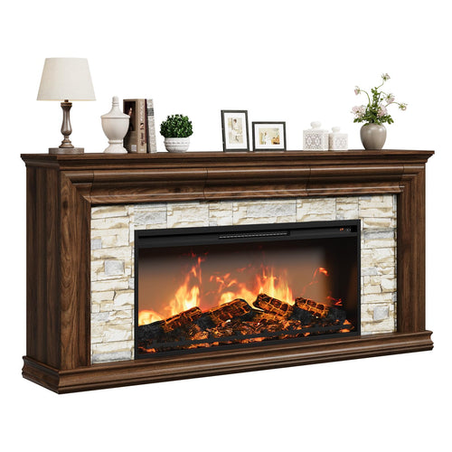 70" Electric Fireplace TV Stand with Mantel & Concealed Storage