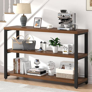 47" Industrial Console Table with 3-Tier Storage Shelves