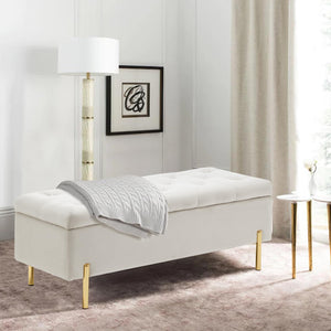 Velvet Storage Bench with Hidden Compartment