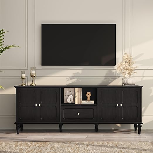 ARTPOWER 67'' Mid-Century Modern TV Stand with Storage Drawer and Doors, Long TV Stand with Adjustable Shelves for 75 Inch TV for Living Room, Bedroom, Green