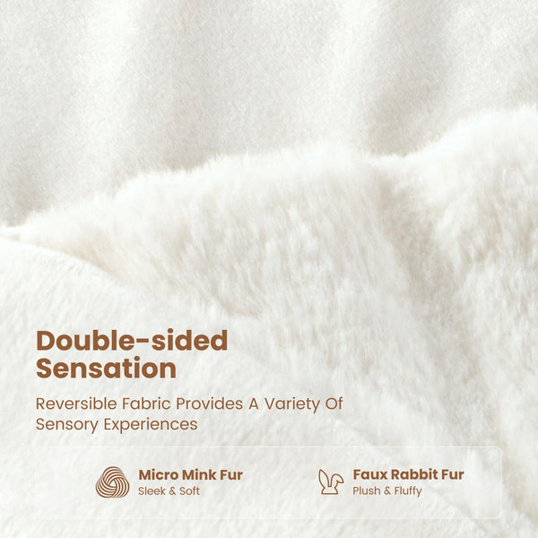 Cream White Faux Rabbit Fur Throw Blanket