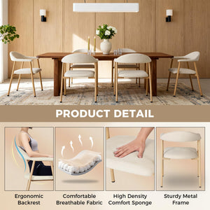 Modern Upholstered Dining Chairs Set of 2 with Curved Backrest