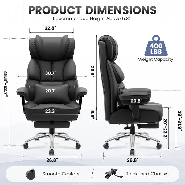 Big & Tall Ergonomic Executive Office Chair with Footrest