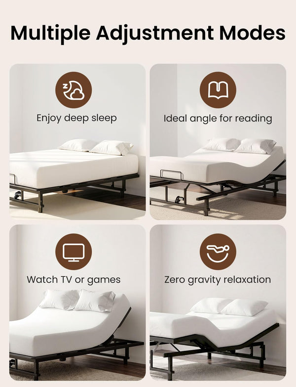 King Size Adjustable Bed Frame with Wireless Remote & Zero Gravity