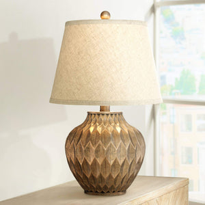 Bronze Urn Accent Table Lamp with Drum Shade