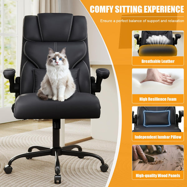Ergonomic Mid-Back Office Chair with Flip-Up Armrests & Reclining Function