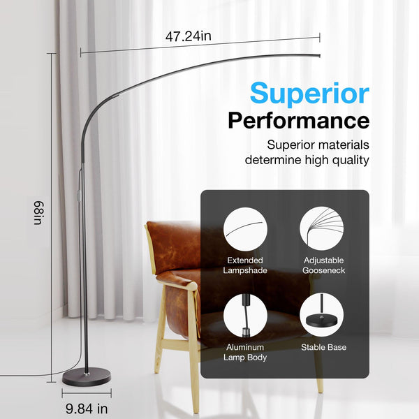 68-Inch LED Floor Lamp with Remote & Touch Control