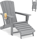 Folding Adirondack Chair with Retractable Ottoman & Cup Holder