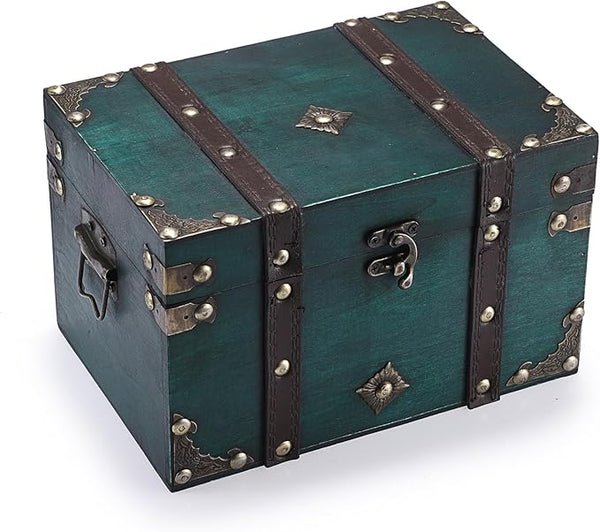 Vintage Wooden Treasure Chest Box