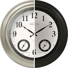 24-Inch LED Outdoor Wall Clock with Weather Station