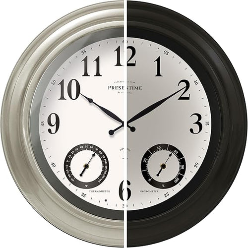 24-Inch LED Outdoor Wall Clock with Weather Station
