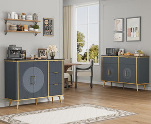 47.2" Fluted Buffet Storage Cabinet with Drawers & Adjustable Shelves