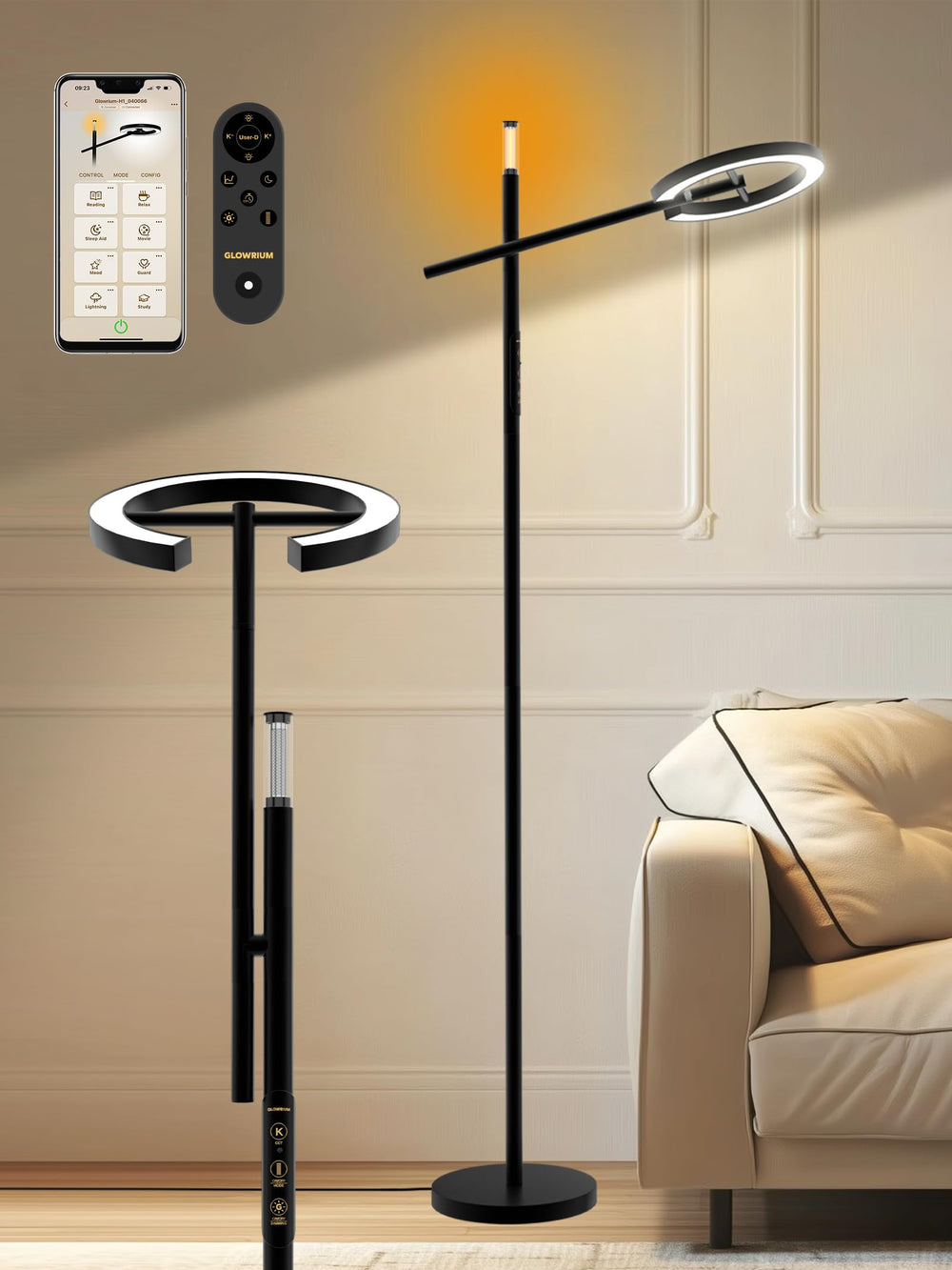 10000 Lux Smart Floor Light Therapy Lamp