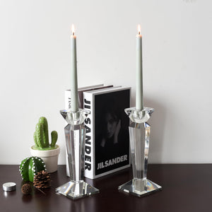 Crystal Taper Candle Holders Set of 2 – Clear K9 Glass