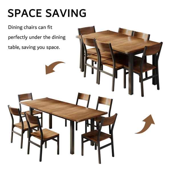 7-Piece Extendable Dining Table Set with 6 Chairs