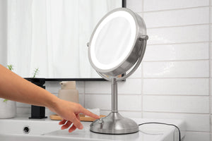 LED Lighted Tabletop Vanity Mirror with 10X/1X Magnification