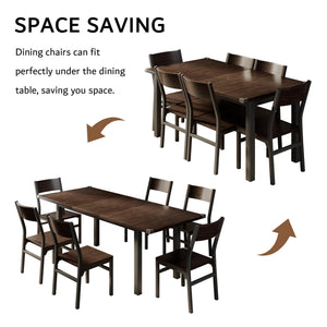 7-Piece Extendable Dining Table Set with 6 Chairs