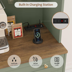 Tall Kitchen Pantry Cabinet with Charging Station