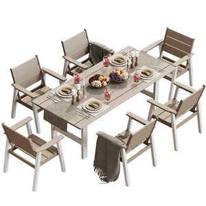 7-Piece Outdoor HDPE Patio Dining Set with Umbrella Hole
