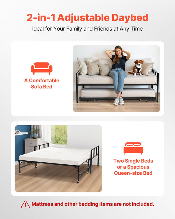 Twin Size Daybed Frame with Trundle