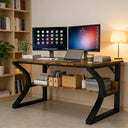 Computer Desk with Storage Shelf & C-Shaped Metal Frame
