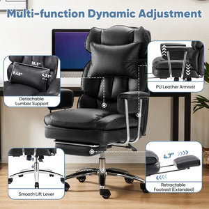 Ergonomic Executive Office Chair with Footrest & Lumbar Support