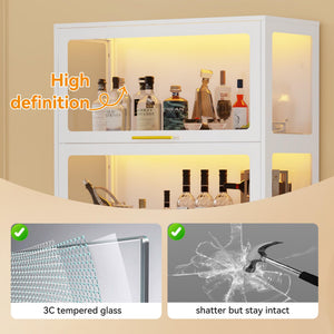 65" Tall Glass Display Cabinet with RGB LED Lights, 4-Tier Metal Curio Cabinet