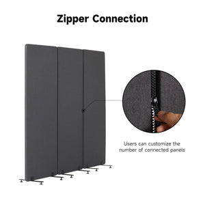 3-Panel Freestanding Room Divider with Sliding & Fixed Feet