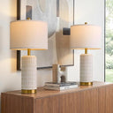 Ceramic Bedside Table Lamps Set of 2 – Modern Nightstand Lamps with Gold Base
