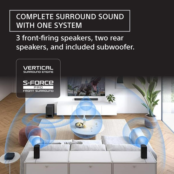 5.1ch Home Theater Soundbar System with Subwoofer & Rear Speakers