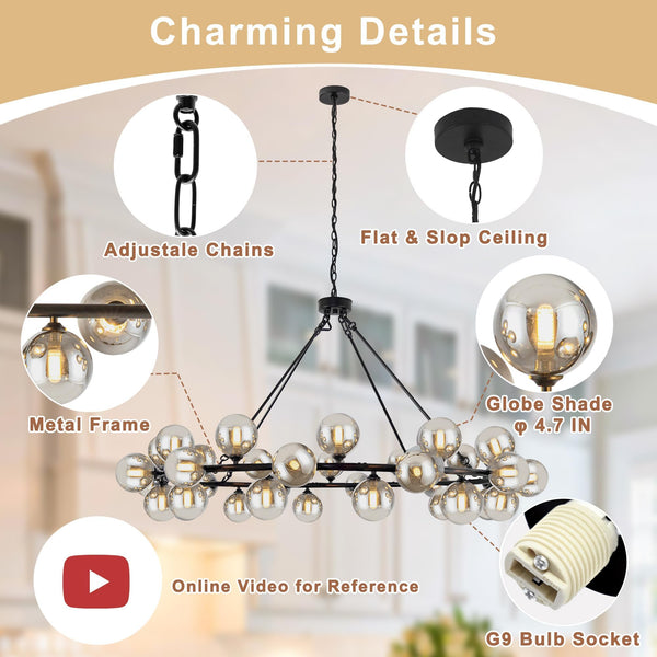 59-Inch Wagon Wheel Chandelier – 36-Light Farmhouse Pendant for High Ceilings