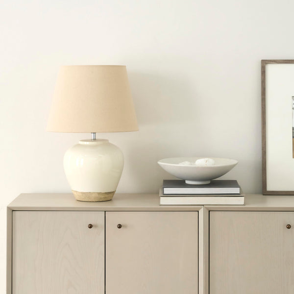20-Inch Two-Tone Glossy Ceramic Table Lamp