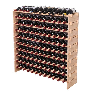 Freestanding Pine Wood Wine Rack – 120 Bottle Modular Storage