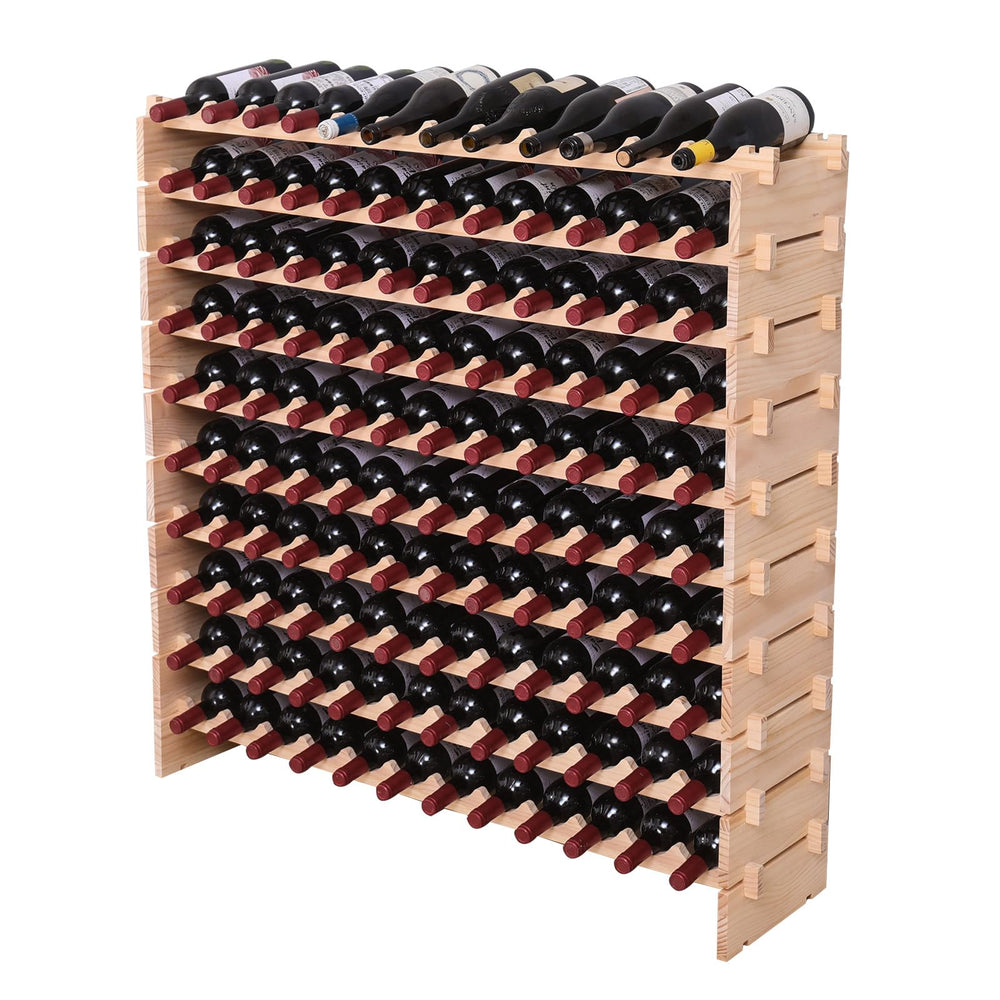 Pine Wood Freestanding Wine Rack