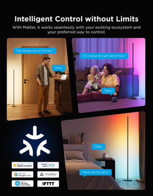 RGBIC Smart LED Floor Lamp with Music Sync, 1000lm