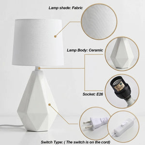 Modern Small Ceramic Table Lamp with White Fabric Shade