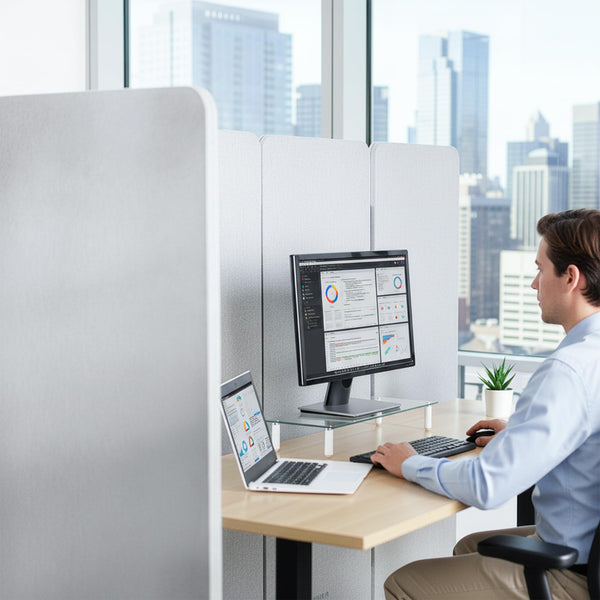 6-Panel Mobile Privacy Panel System – 145" x 66" Freestanding Room Divider