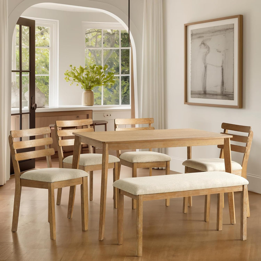 Farmhouse Dining Table Set with Bench