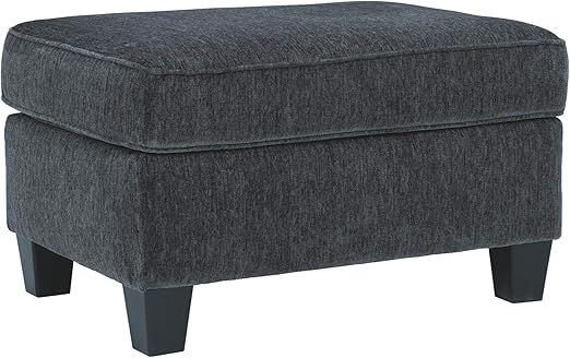 Oversized Square Accent Ottoman – Grey Chenille Upholstery
